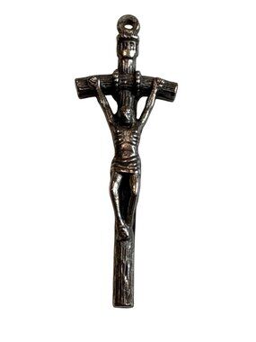 Italian Silver Crucifix Pendant 3.69g With Jesus Christ Design 2.25" Religious C